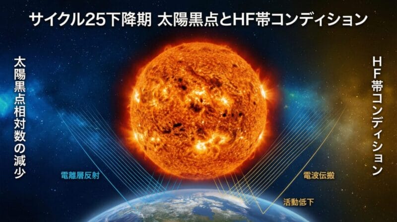 サイクル25下降期の太陽黒点とHF帯コンディション