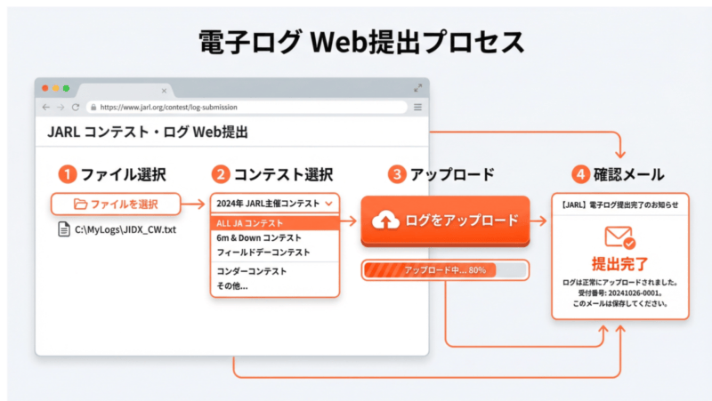 JARL電子ログ提出用Webページのスクリーンショット