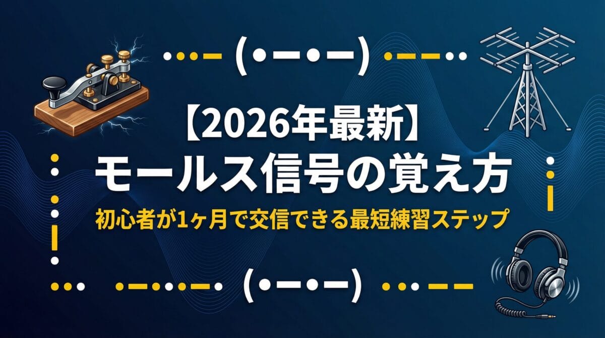 【2026年最新】モールス信号の覚え方｜初心者が1ヶ月で交信できる最短練習ステップ - アマチュア無線ブログ記事アイキャッチ
