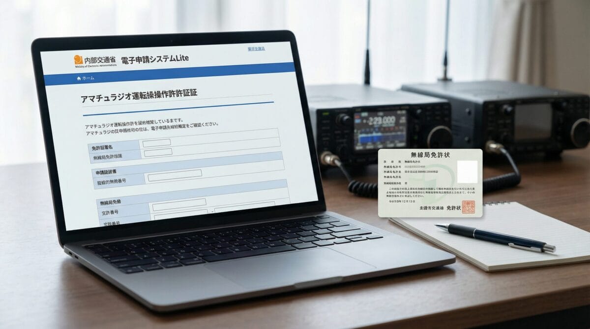 アマチュア無線リモート運用の免許申請を行う様子